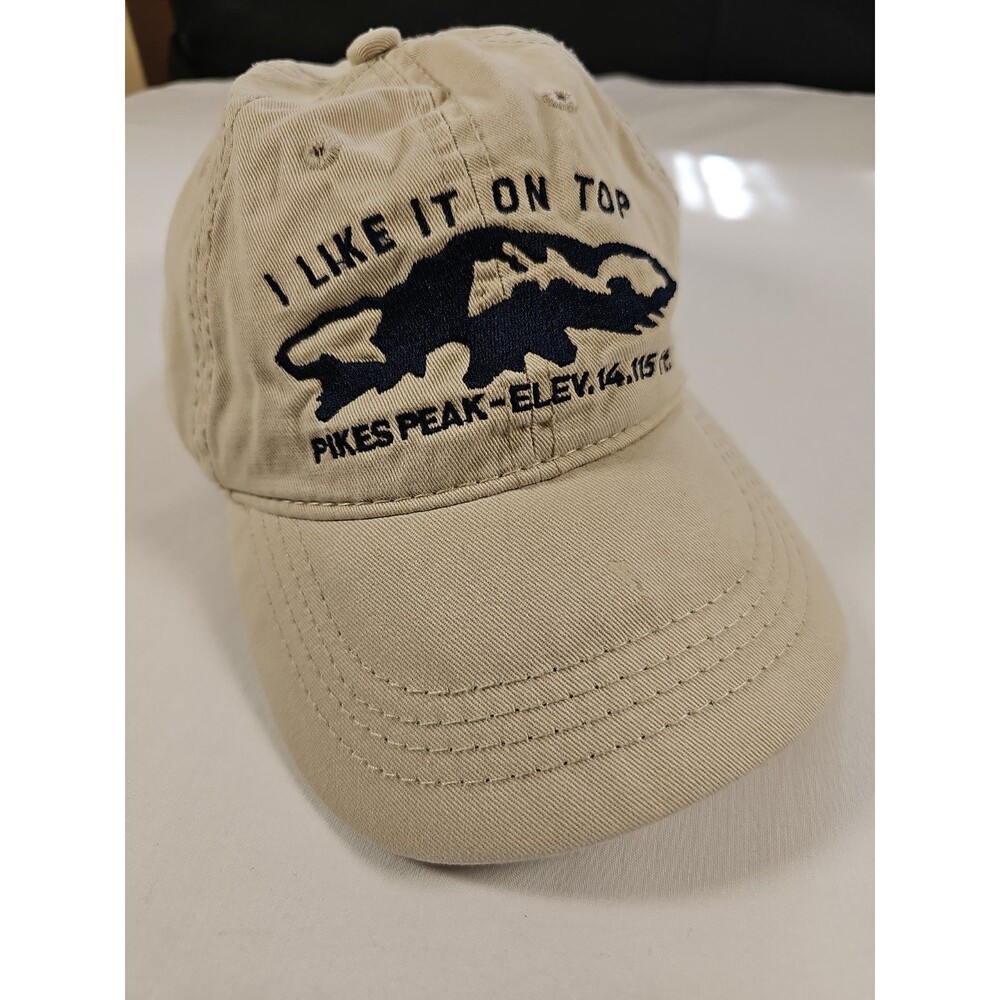 Pikes Peak Cap "I Like It On Top" Elev. 14,110 ft Khaki  Ajustable Strapback